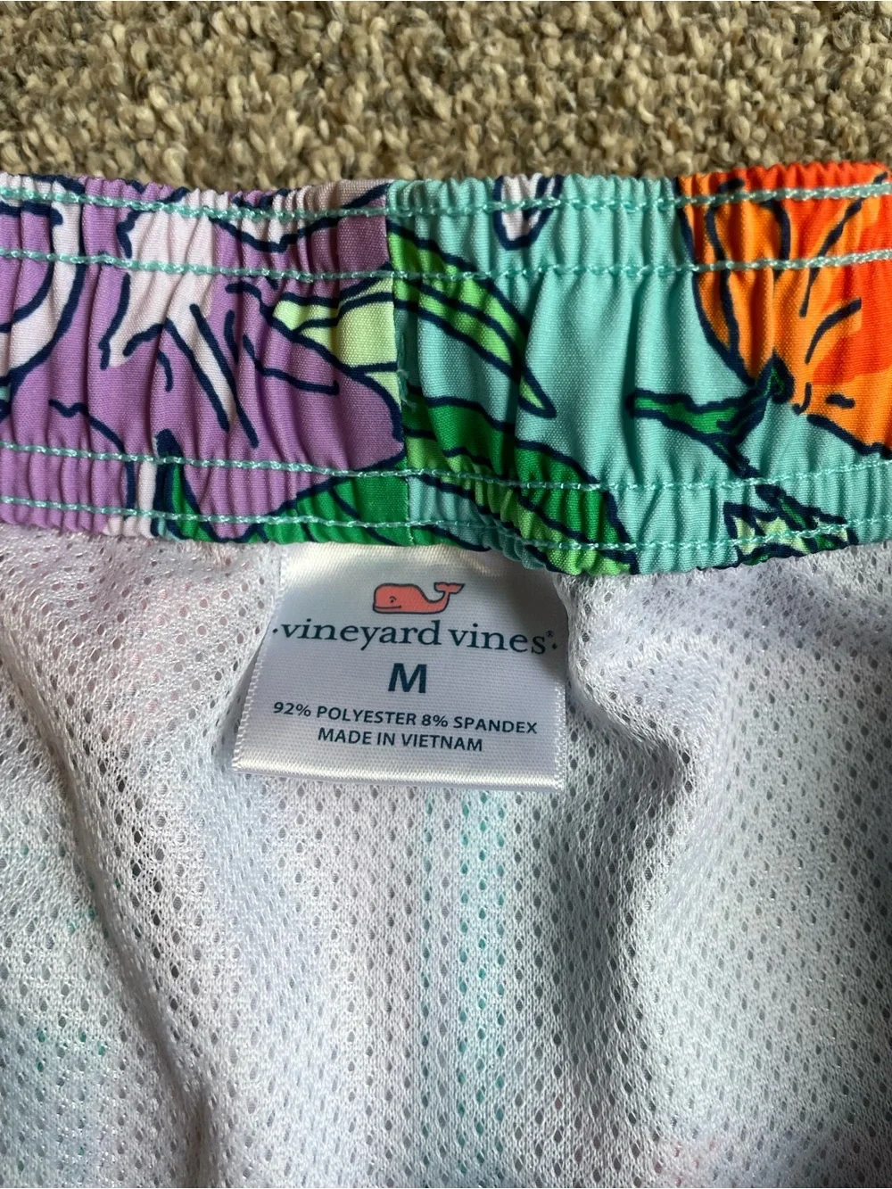 Vineyard Vines Boy’s Orange Fruit Print Swim Trunks Size Medium